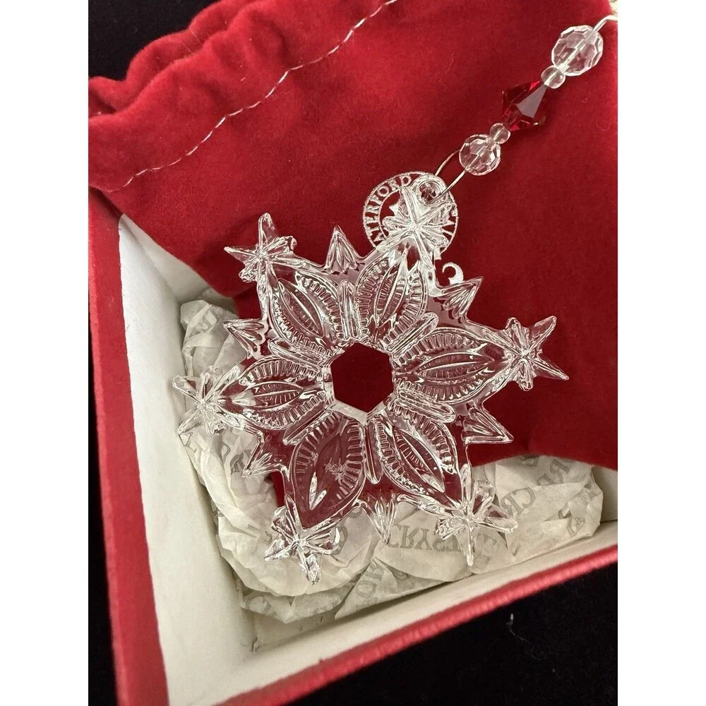 Waterford Crystal Snow Flake Pierced 2008 Christmas Ornament Enhancer 3.5in